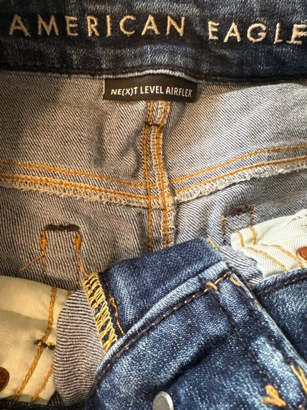 American Eagle Ne(x)t Level AirFlex Distressed Straight-Leg Jeans Blue Men’s Siz - Picture 6 of 8